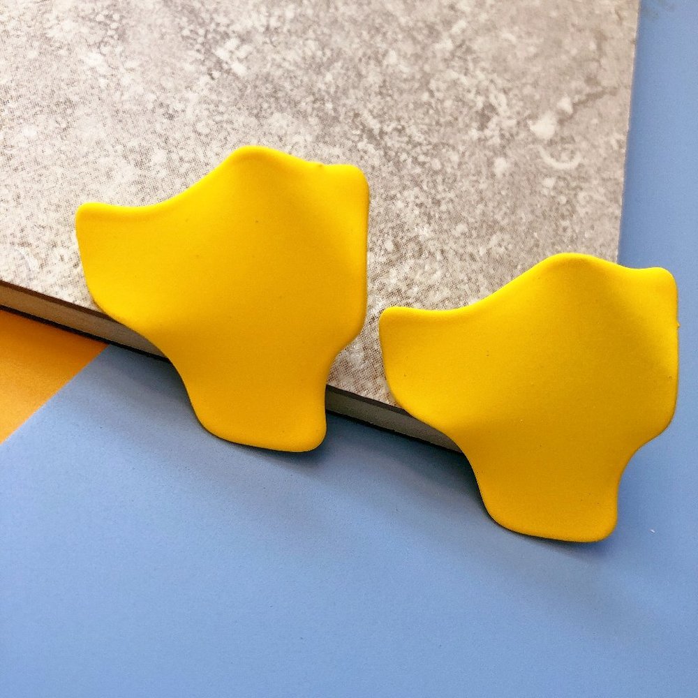 NEW Yellow Abstract Sheet Stud Earrings